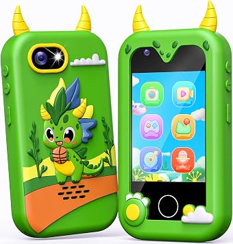 Kids Smart Phone Toys for Toddlers, Birthday Gift for 3 4 5 6 7 8 9 10 Years Old Boys and Girls, Educational Toys Pretend Phone with Dual Camera, 32GB Memory Card, Green