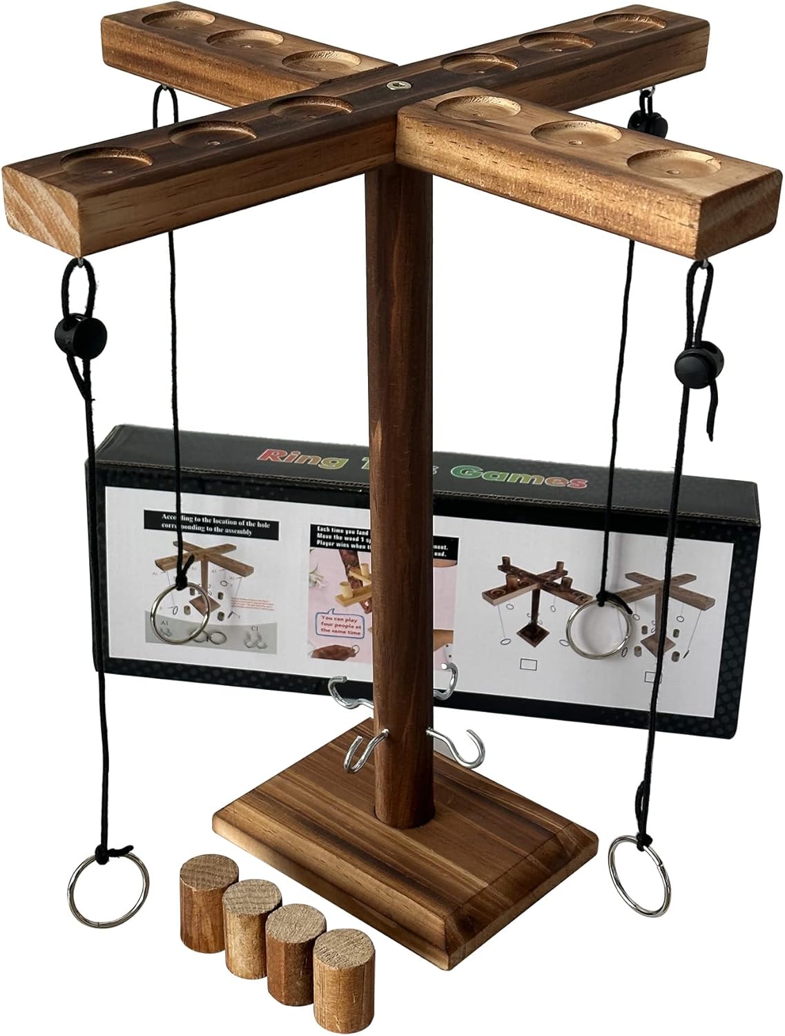 Ring Toss Game for Adults,Ring Toss,Ring Toss Game,Wooden Ring Toss Game for Adults Hook and Ring (2-4 Player Game)