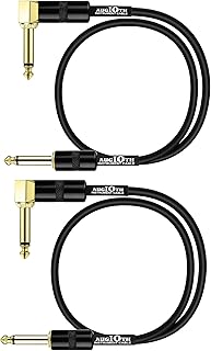 12 Inch Guitar Patch Cable 2 Pack Performance Guitar Effect Pedal Cables Straight to Angled