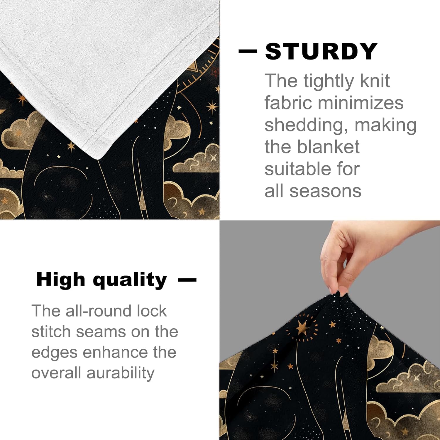 Black Cat Flannel Blanket for Kids & Adults, Tarot Card Cat Throw for Sofa, Couch, Bed - Soft, Warm & Cozy - 60" x 50" - Image 4