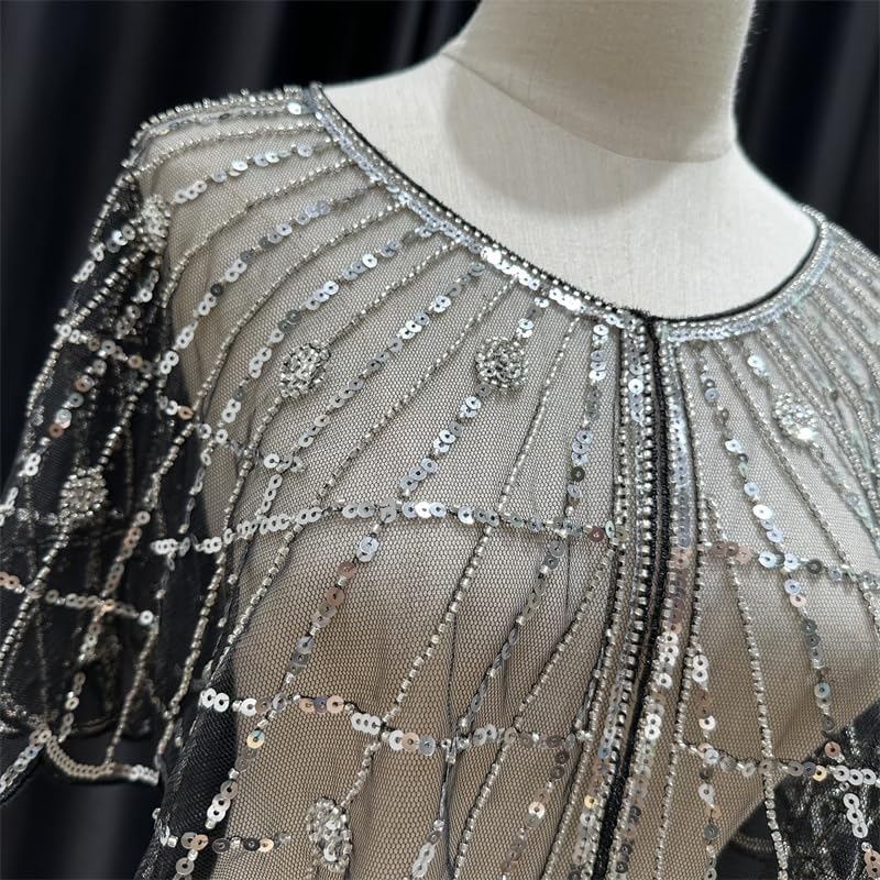 Specell 1920s Shawl Bridal Shawls Sequin Beaded Shawl And Wraps Bolero Flapper Cover Up For Evening Dresses Wedding Party Etc - Image 6