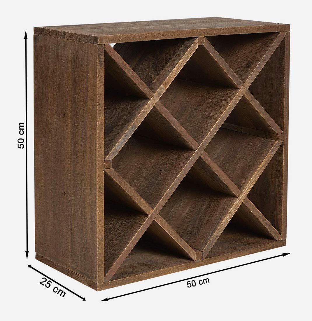 Cave à Vin Modulable CUBOX 50 – Rack Mural 320 Bouteilles – Système Composable en Bois FSC® – Set 16 Modules – Saper Bere Bene® – Couleur Brun Foncé – Dim. 200x200x25 cm