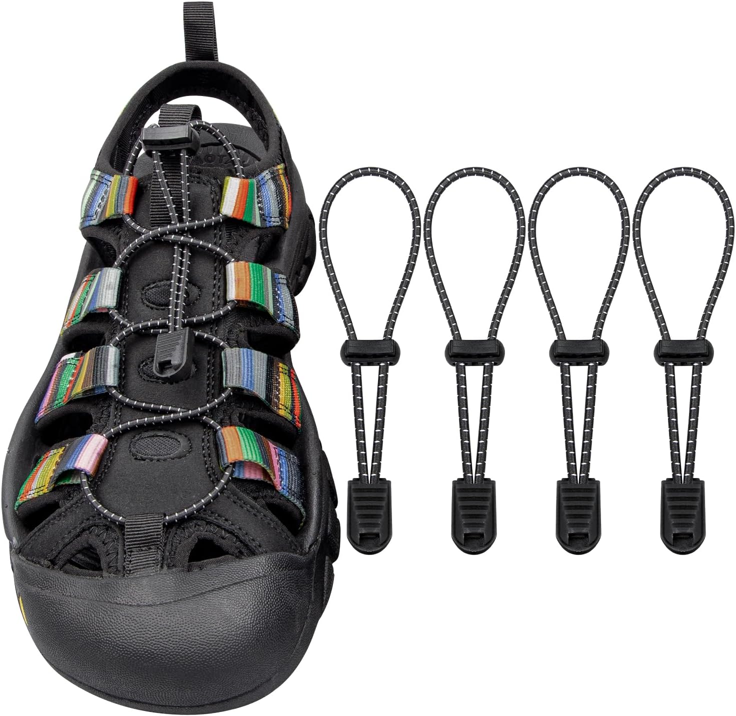 Endoto 2 Pairs Elastic Shoelaces for Keen Newport Water Sandal No Tie Shoe Laces Replacement Stretchy Bungee Strings