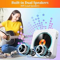 KOVCDVI CD Lejátszó Bluetooth 5.1 Rádióval - 5W Dupla Hangszóró, Távirányító, USB/SD Kártya Lejátszás, FM Rádió, Fehér 3
