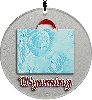 Vista 14 de Vermont Christmas Ornament - Winter Theme Featuring Snow, State Terrain Map and Santa Cap - 2025 Hanging Acrylic Disc Decoration For Tree - Unique