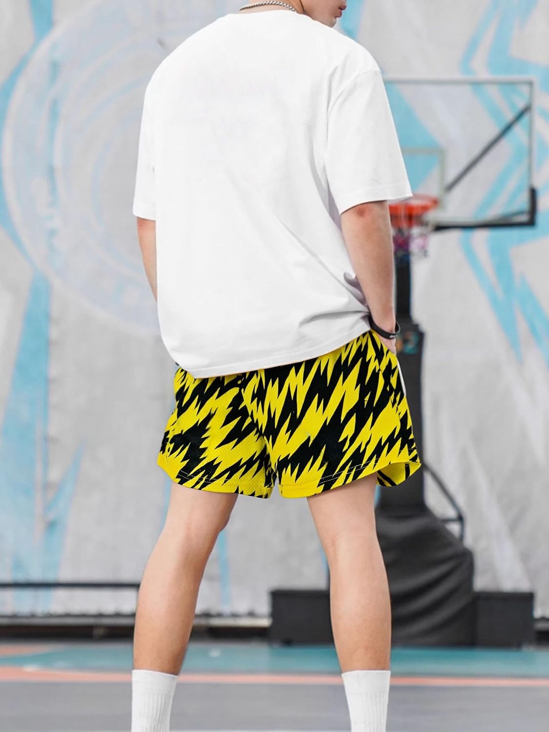 DIOTSR Mens Art Graphic Basketball Shorts Casual Athletic Running Shorts Cool Streetwear Designer Shorts Drawstring - Image 3