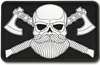 M-Tac Tactical Beard Skull Patch - Morale Patch for Military Gear Army Patches for Clothes, Jackets, Backpacks, Hats Patch with Hook Fasteners