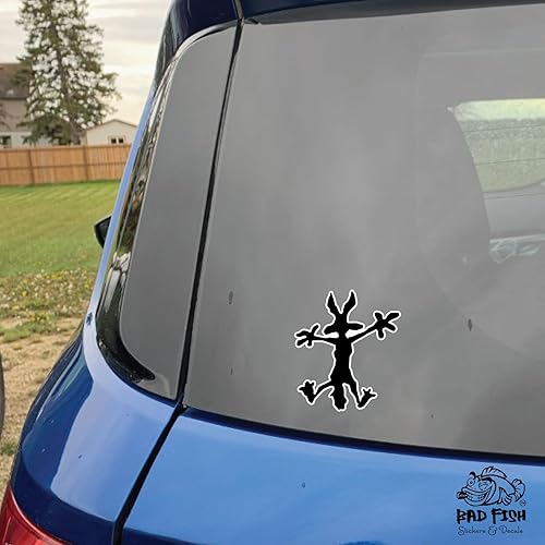 Miniatura 4 de Bad Fish Custom Decals Wile E Coyote Smashed Hole Silhouette - Divertida y linda pegatina - Vinilo permanente brillante de alta calidad impermeable