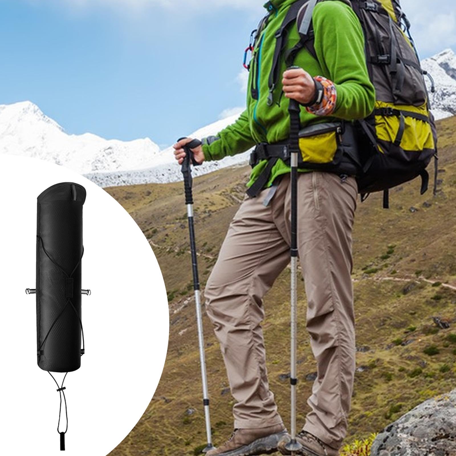 Almencla Borsa Porta Bastoncini da Trekking per Zaino Vest Sacca Porta Bastoni Pieghevole Impermeabile Poliestere Custodia Versatile Hiking Organizer