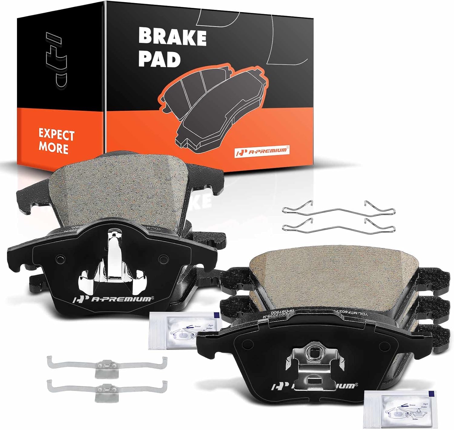 A-Premium Front and Rear Ceramic Brake Pads Set Compatible with Volvo Models - XC90 2003 2004 2005 2006 2007 2008 2009 2010 2011 2012 2013 2014, with Hardware, 8-Pack