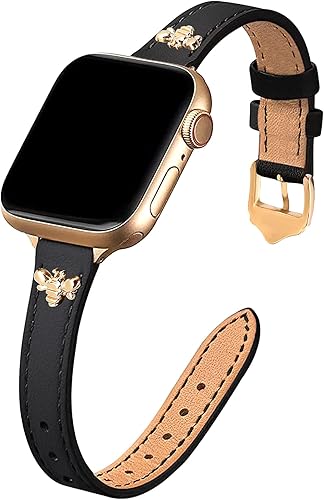 JR.DM Correas delgadas de cuero compatibles con Apple Watch Band 1.496 in 1.575 in 1.614 in 1.654 in 1.732 in 1.772 in 1.929 in, correa de cuero