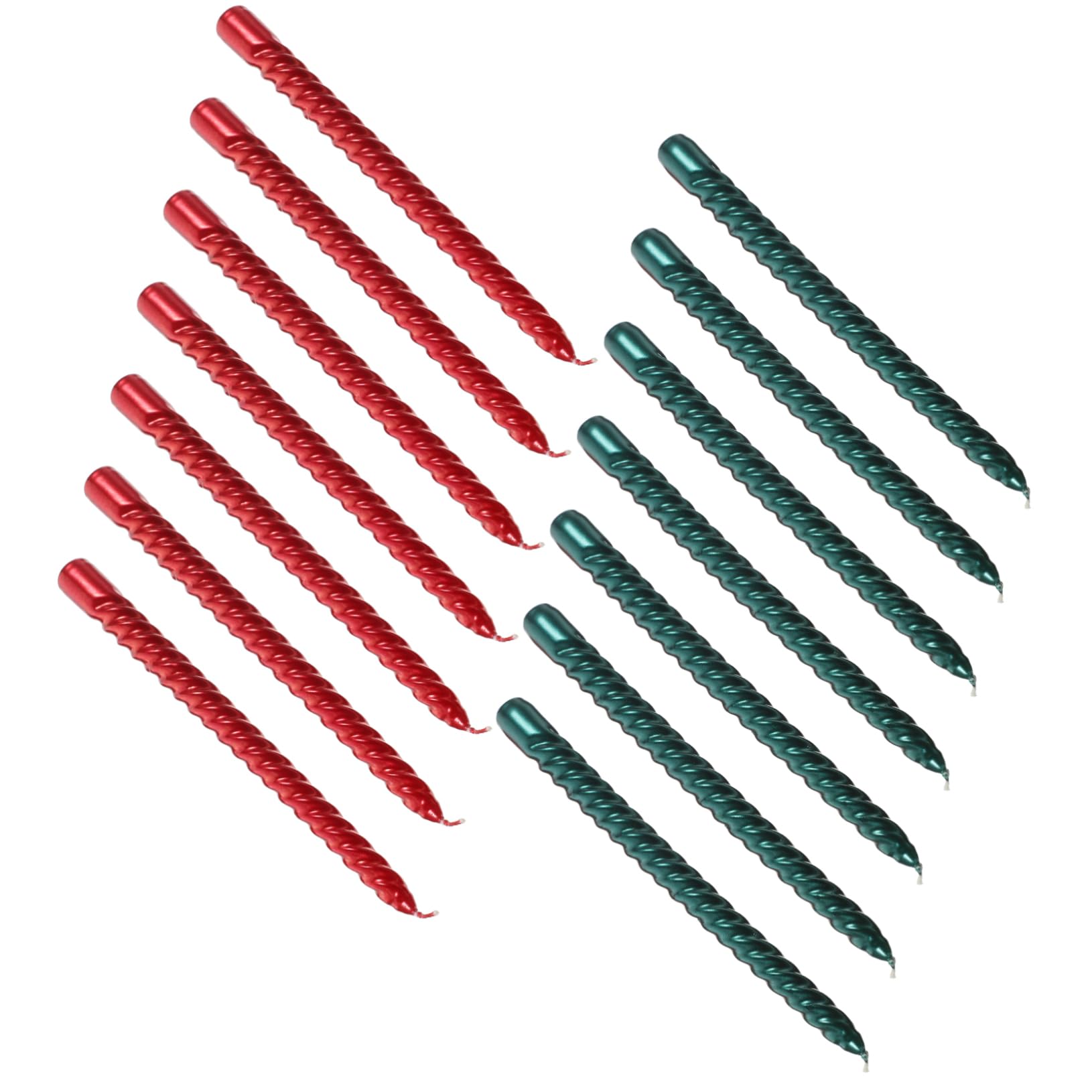 GARVALON 12pezzi Candele Lunghe Decorative Spirale Candele Taper Per Matrimonio e Occasioni Speciali Rosse e Verdi Per Decorazioni Festive e Romantiche