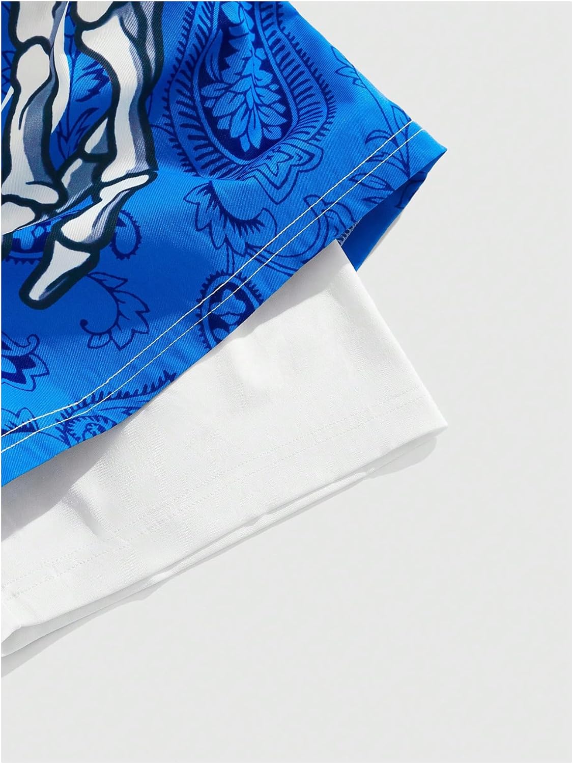 GORGLITTER Men's Skull-Hand Graphic Basketball Shorts with Liner 2 in 1 Drawstring Waist Workout Athletic Shorts