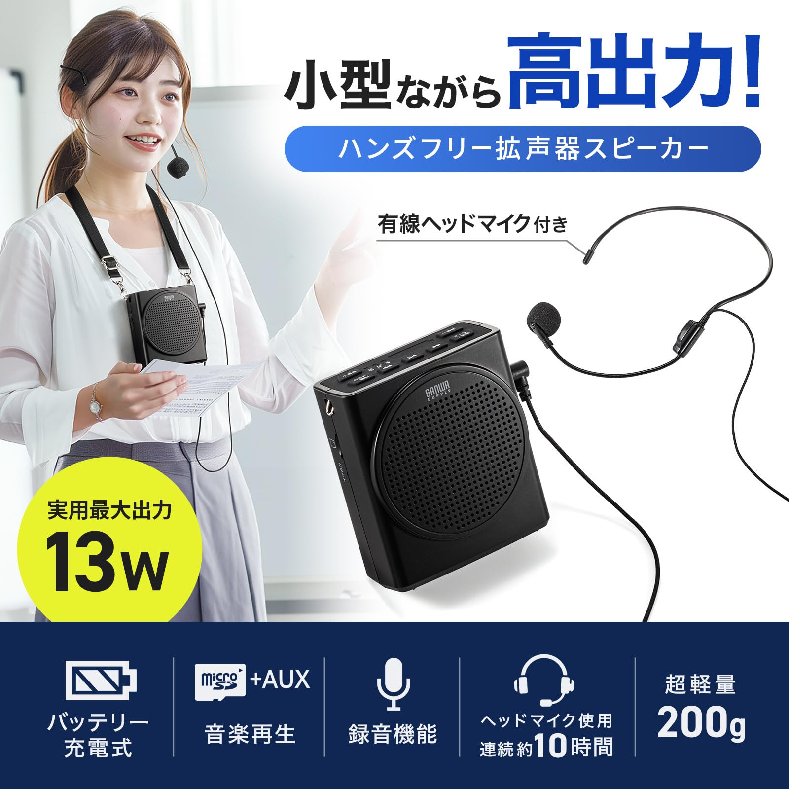 Amazon.co.jp: サンワサプライ ハンズフリー拡声器スピーカー MM