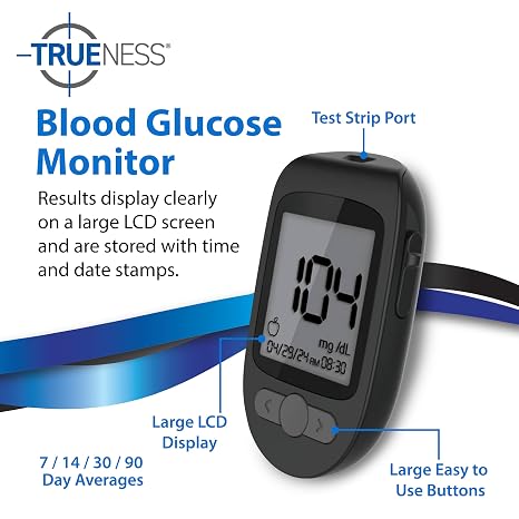 TRUENESS Blood Glucose Meter Kit with Testing Supplies