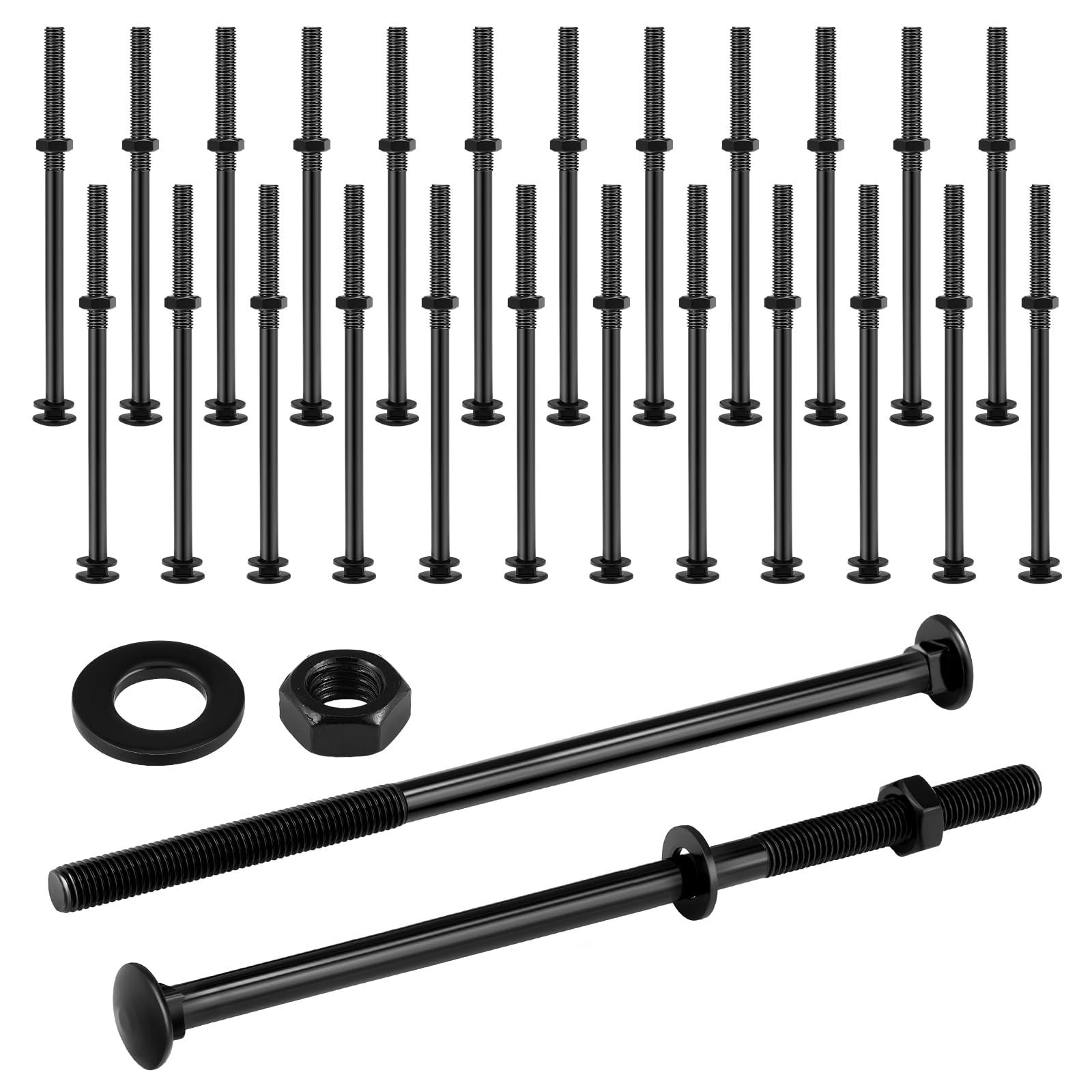 Photo 1 of Zonon 24 Sets 1/2 x 10 Inch Black Carriage Bolt Kit Galvanized Carriage Bolt Set Includes Rust Resistance Washers and Nuts for Fastening Accessories