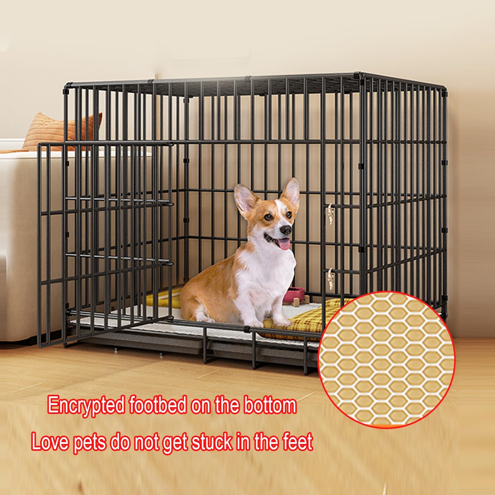 Cage Pliable Chien Caisse Pliante en Fil de Fer Epais pour Chiens de Petite et Moyenne Taille Facile à Installer, Bon Rangement Noir Blanc(White,83 * 61 * 69cm)