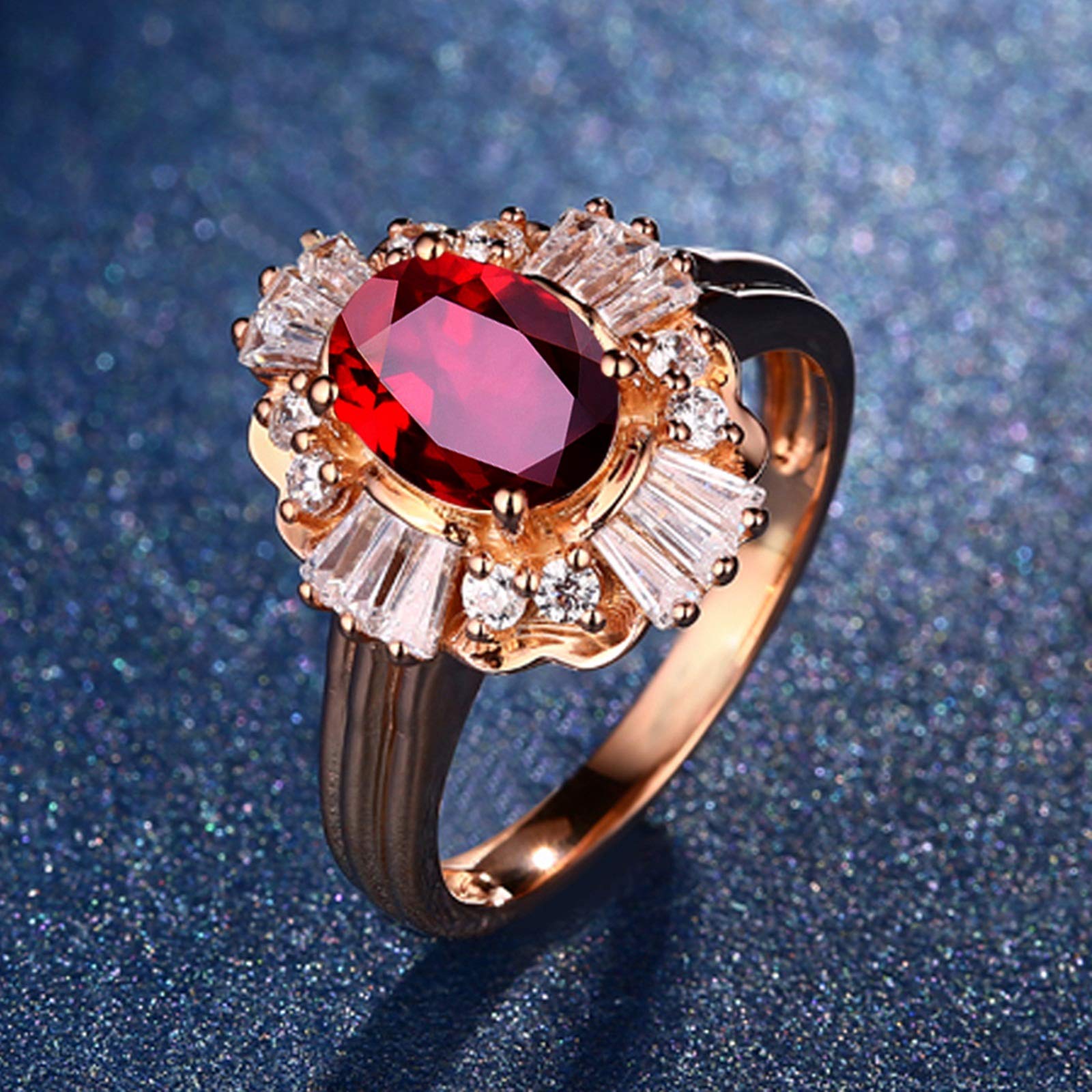 Beydodo Pierścionek zaręczynowy 18-karatowy diamentowy kwiat z rubin 0,99/1,2 ct, damski pierścionek z różowego złota e różowe złoto, 62 cm (19,7 cala), colore: 1.2ct, cod. TLLWGZ3461