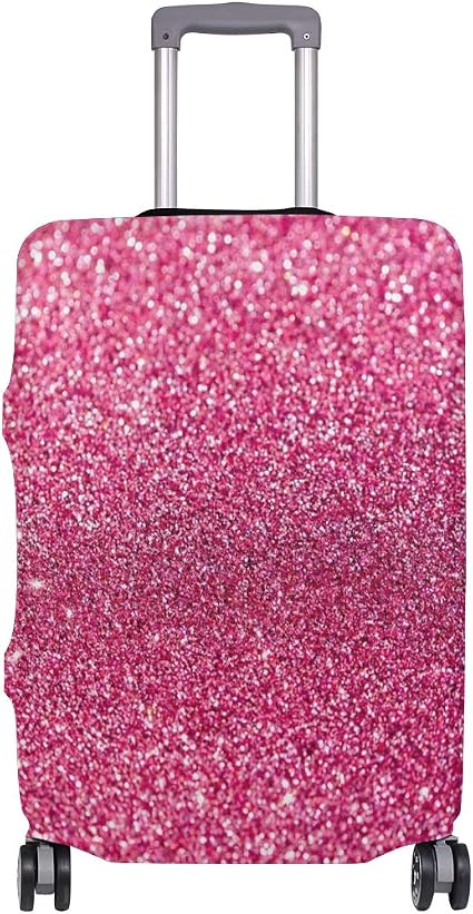 Travel Luggage Cover Pink Rosy Glitter 