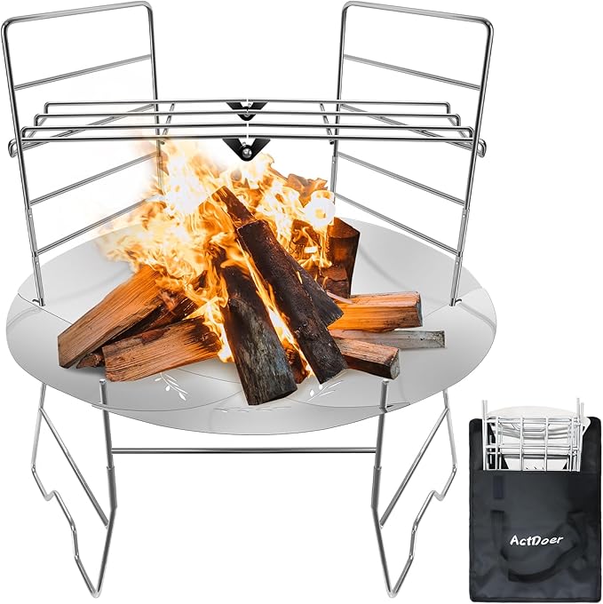 ActDoer Camping Fire Pit 17 inch 304 Stainless Steel