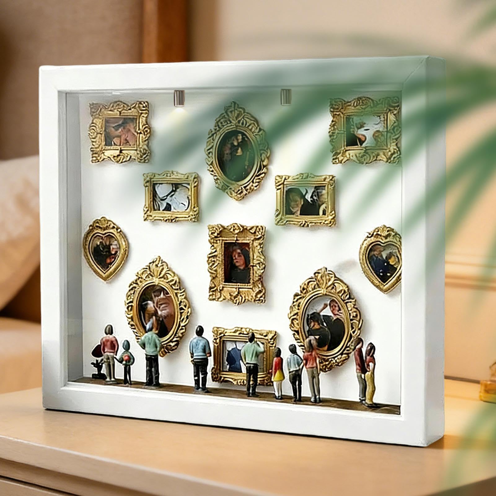 Generico Museum of Us - Marco de regalo personalizado para parejas con figuras en miniatura, kit de museo DIY dorado, perfecto para bodas San 22,7 x 31,4 x 3,7 cm