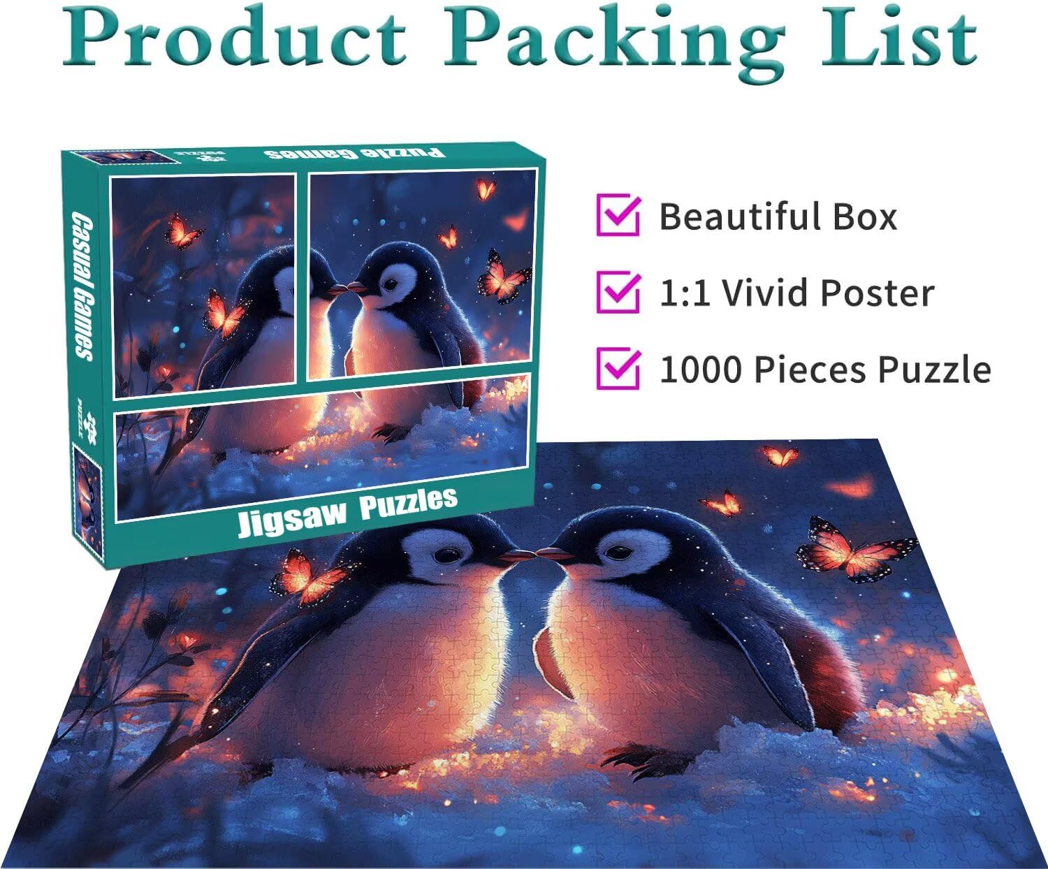 Puzzle Erwachsene 2000 Teile Pinguin Tier Educa Jigsaw für Kinder ab 8 Jahren Mädchen Jungen, Erwachsene Impossible Klassische Puzzles Schwer, Anspruchsvoll Spielspaß, Als Geschenke 70x99cm t-860