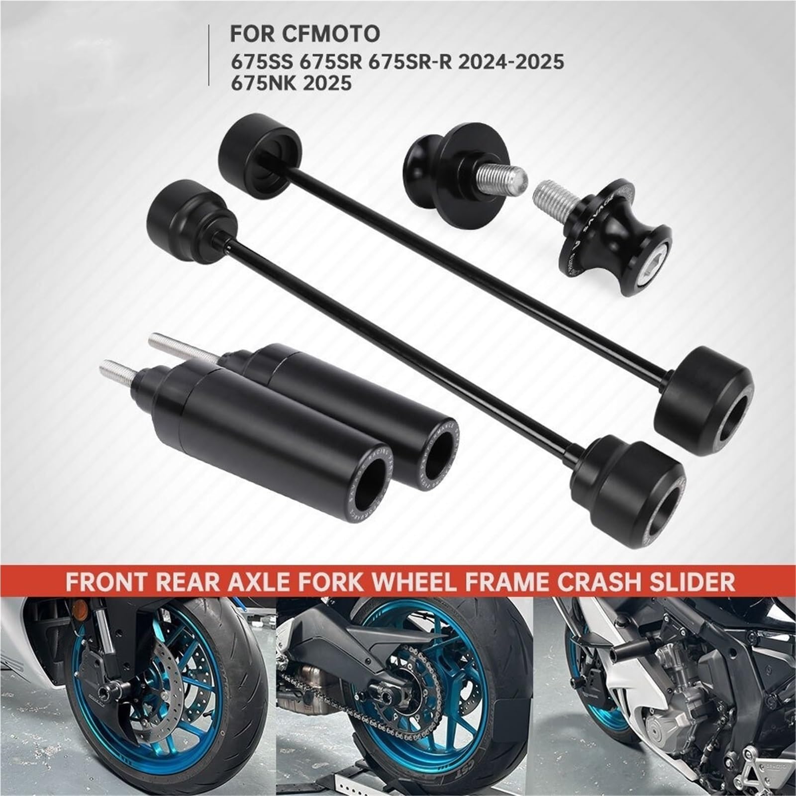 Pasuje do CFMOTO 675NK 675SS 675SR 675SR-R Rama owiewki Crash Slider Stojak na szpulę wahacza 675 SRR Osłona Podwozia Motocykla owiewki osłona(Frame Wheel Slider)