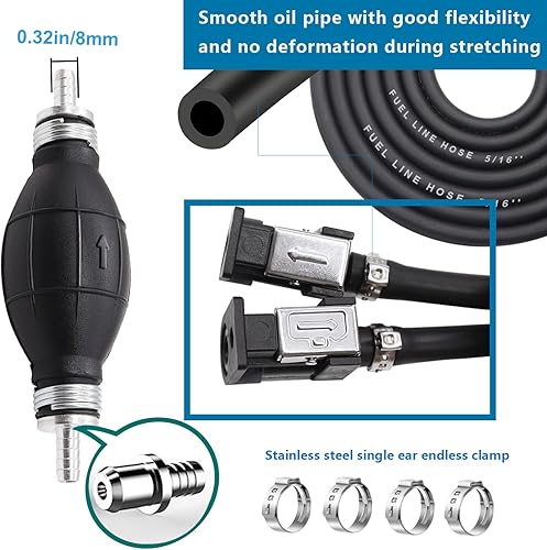 Miniatura 8 de Taiss Manguera de línea de combustible para motor de barco de 6.56 pies, bombilla de cebado fuera de borda, identificación de 5/16 pulgadas (0.315