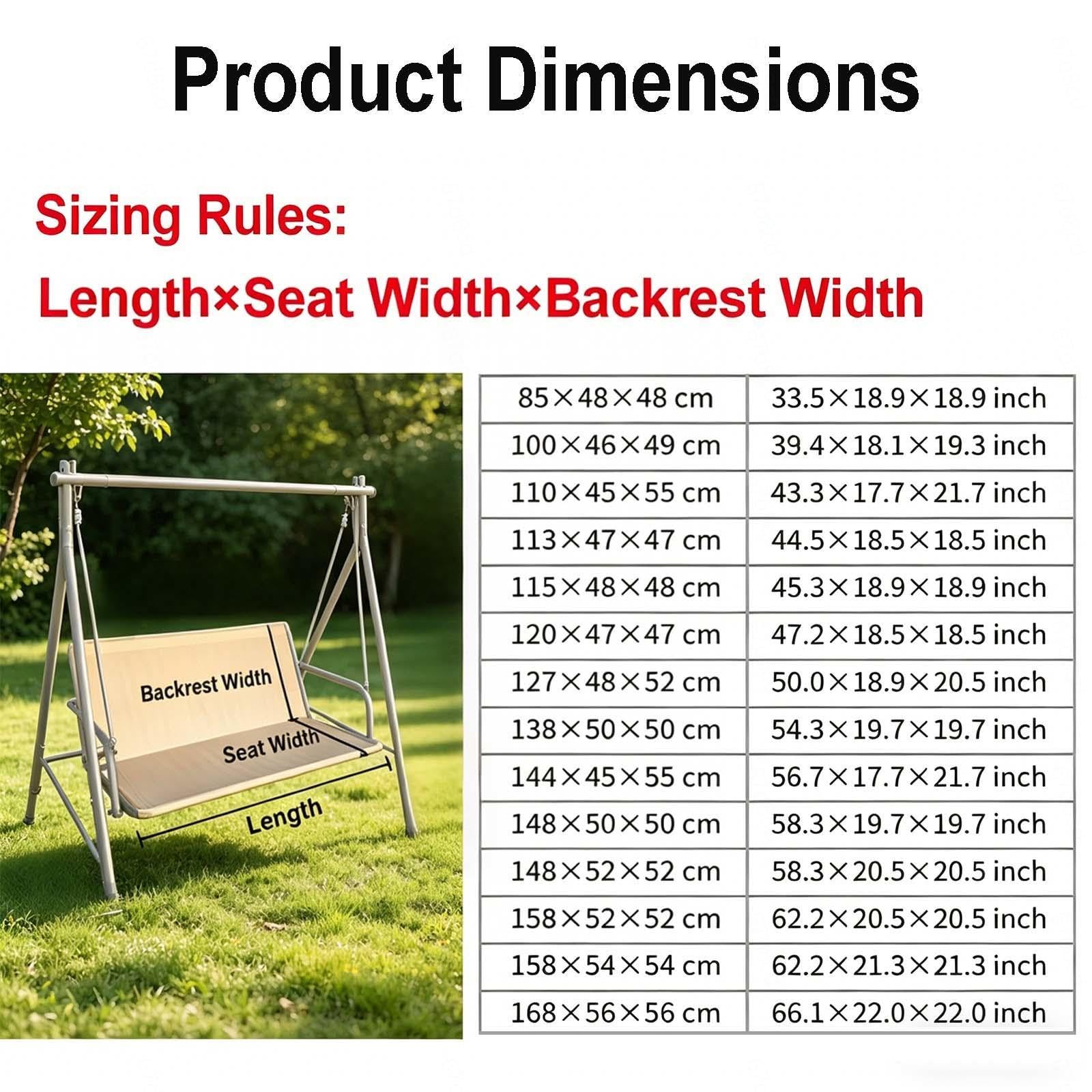 Fodera per Cuscino per Dondolo da Patio Tessuto Oxford 600D Copertura per Seduta di Dondolo Impermeabile per Veranda, Giardino, Cortile, Altalene,Coffee-127×48×52cm