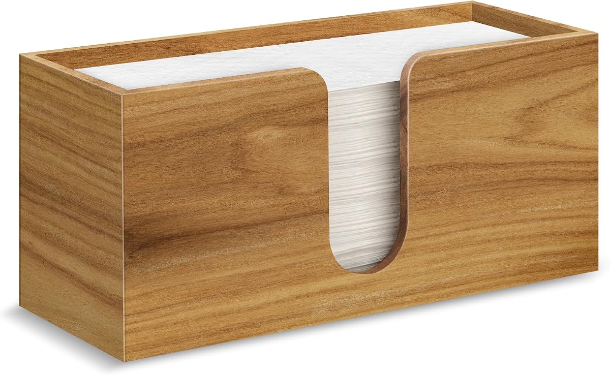 Dispensador de toallas de papel de madera de acacia, soporte para toallas de papel para baño, servilletero de cocina, dispensador de toallas de papel plegado, se adapta a pliegues múltiples, pliegues en C, pliegues en Z, trípticos - Hogar, cocina y baño