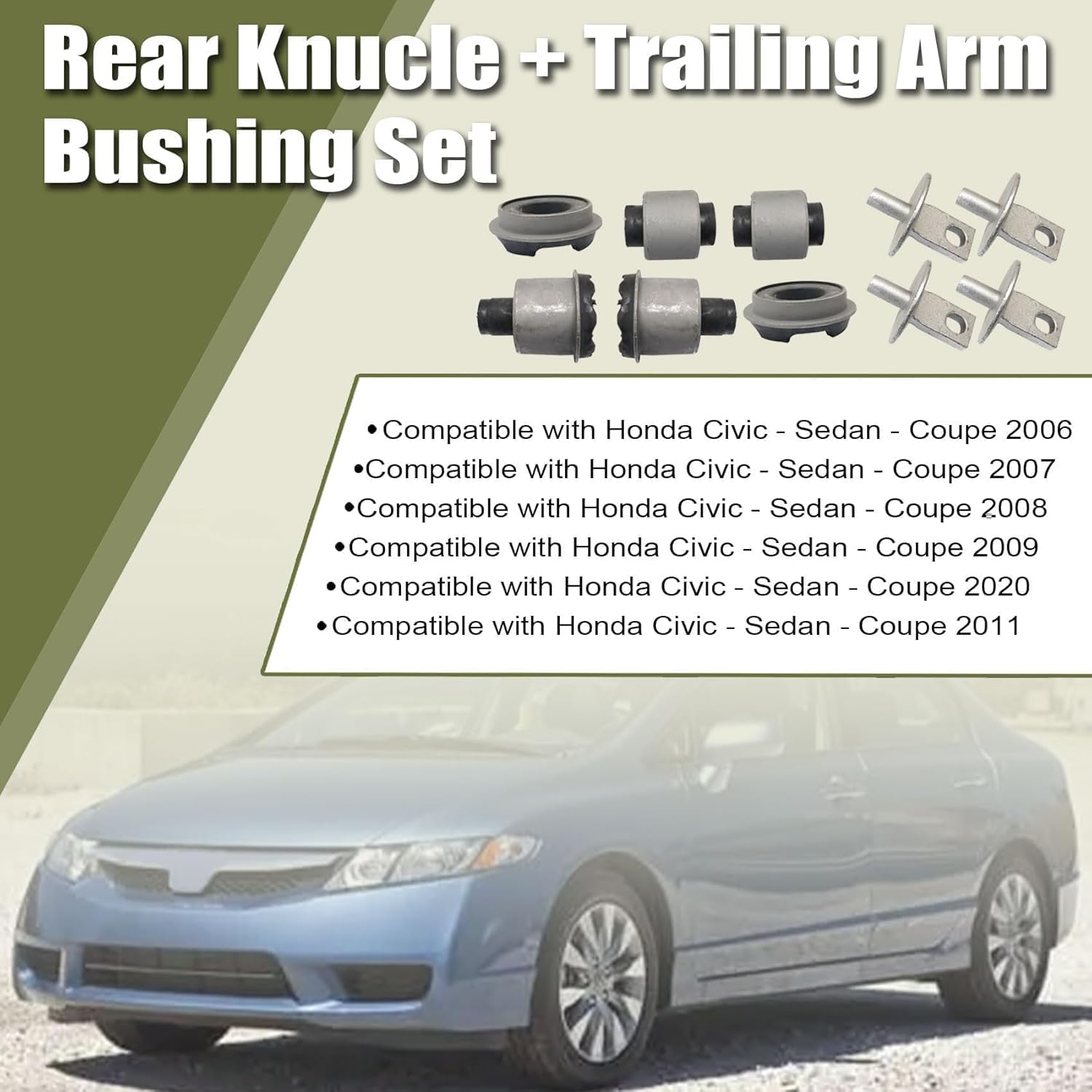 Priprilod Rear Knucle & Trailing Arm Bushing Set Both Sides Compatible With Honda CIVIC 2006-2011# 52370-SNA-906 52370-SNA-A06 52371-SNA-A06