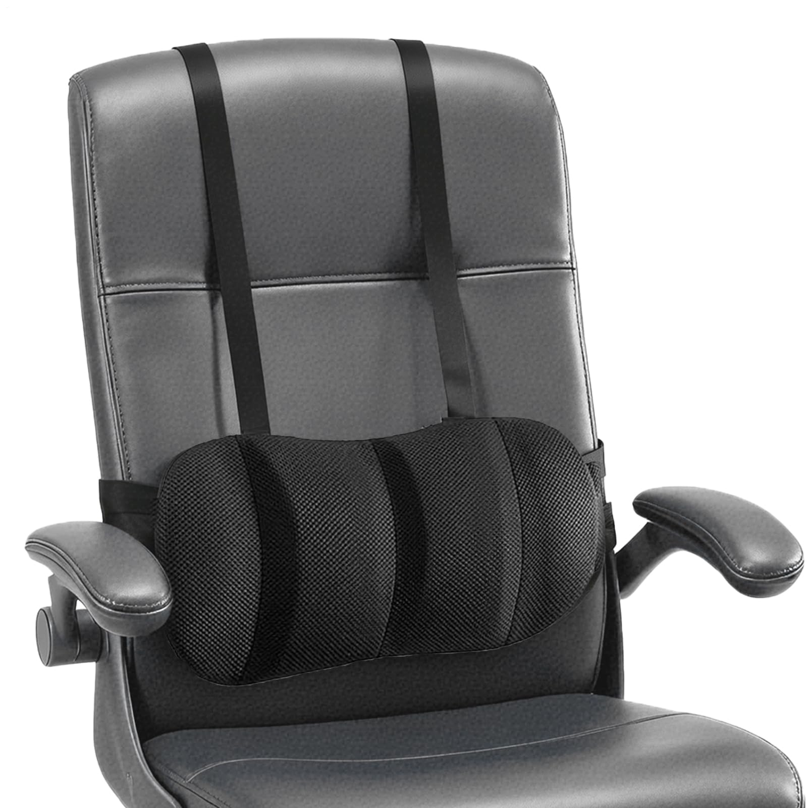 Oreiller de soutien lombaire pour chaise de bureau et fauteuil roulant avec sangles