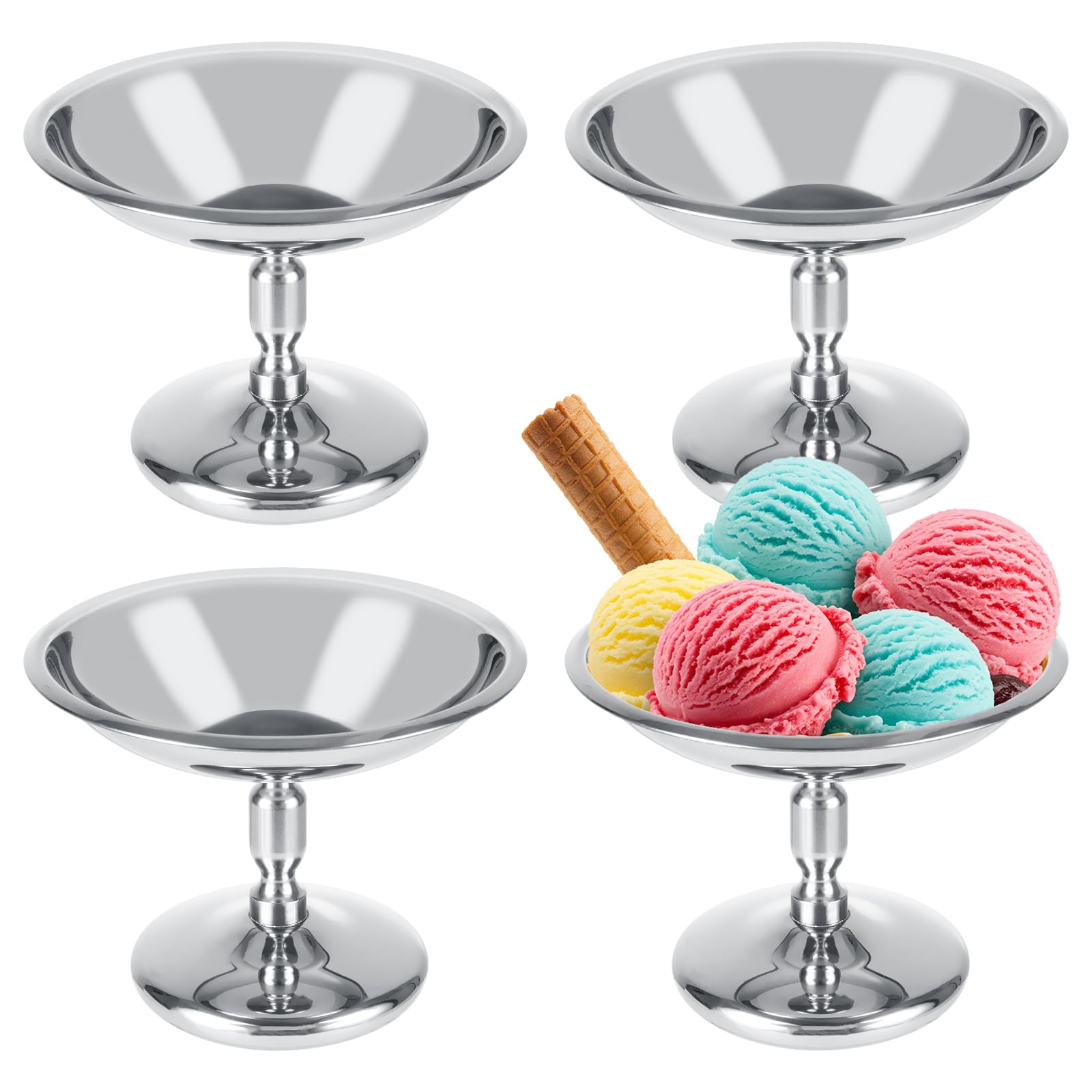 Coupes à glace en acier inoxydable poli miroir APACALI coupelles à dessert sur pied
