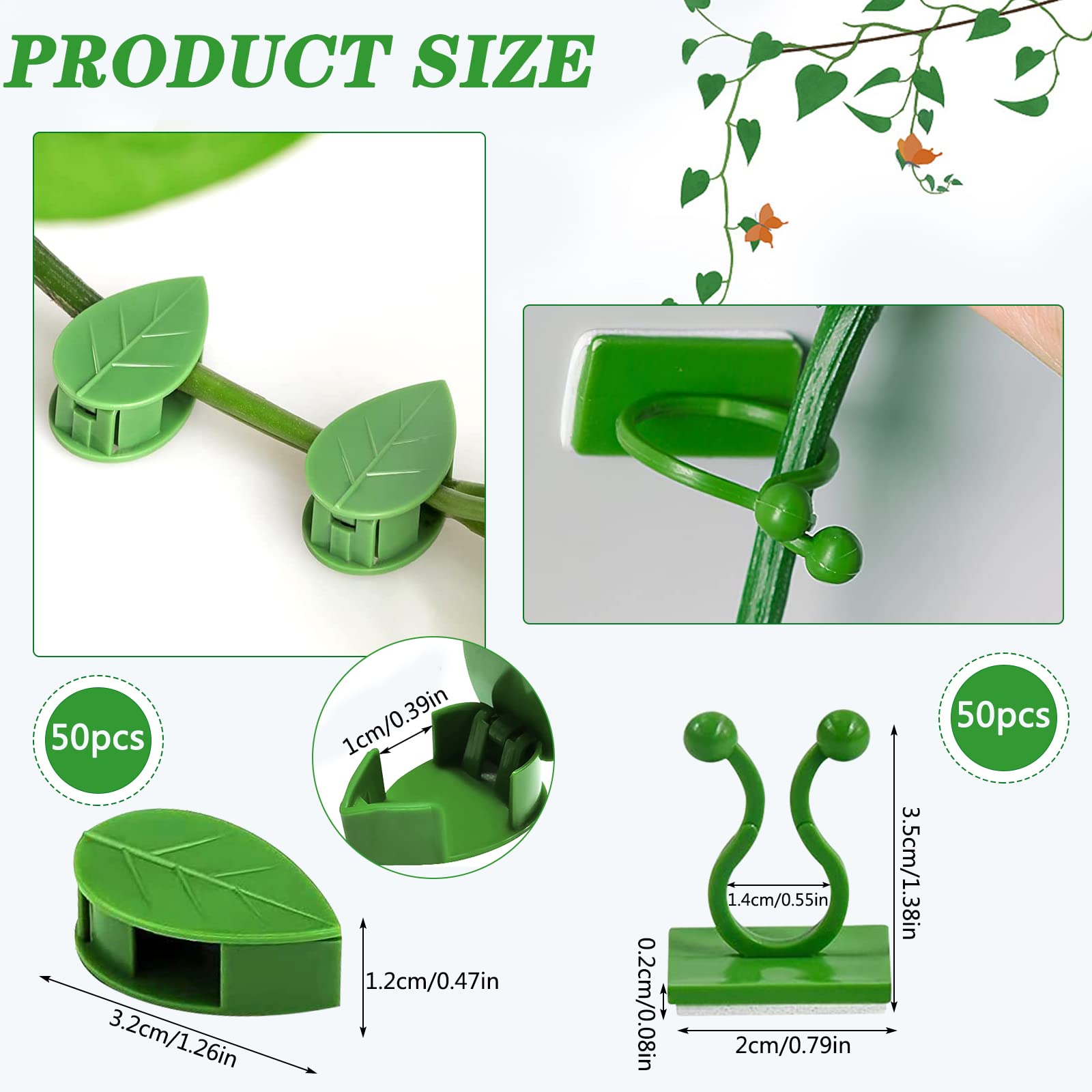 Clips Pour Plantes Grimpantes – Lot De 100 Pièces Auto-adhésifs En Forme De Feuille – Support Murale Pour Lierre, Vignes