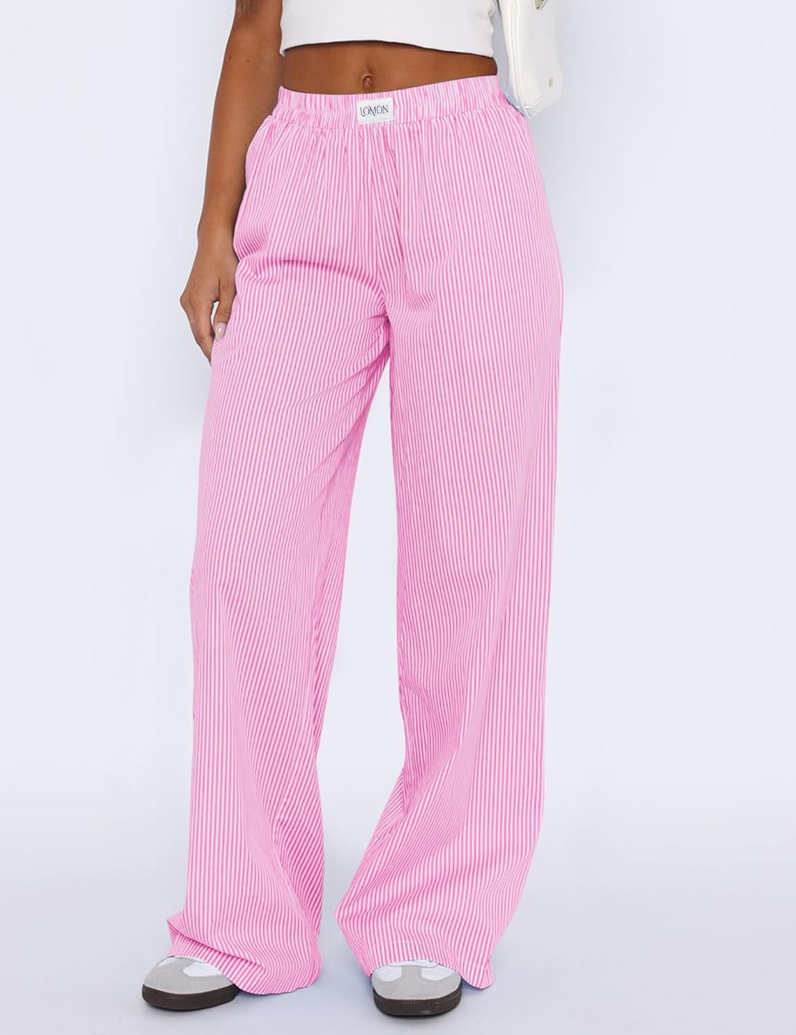 LOMON Womens Striped Gingham Boxer Pants Spring Summer Pajama Lounge Pj Casual Plaid Trousers Y2K Beach Bottoms with Pockets - Image 2