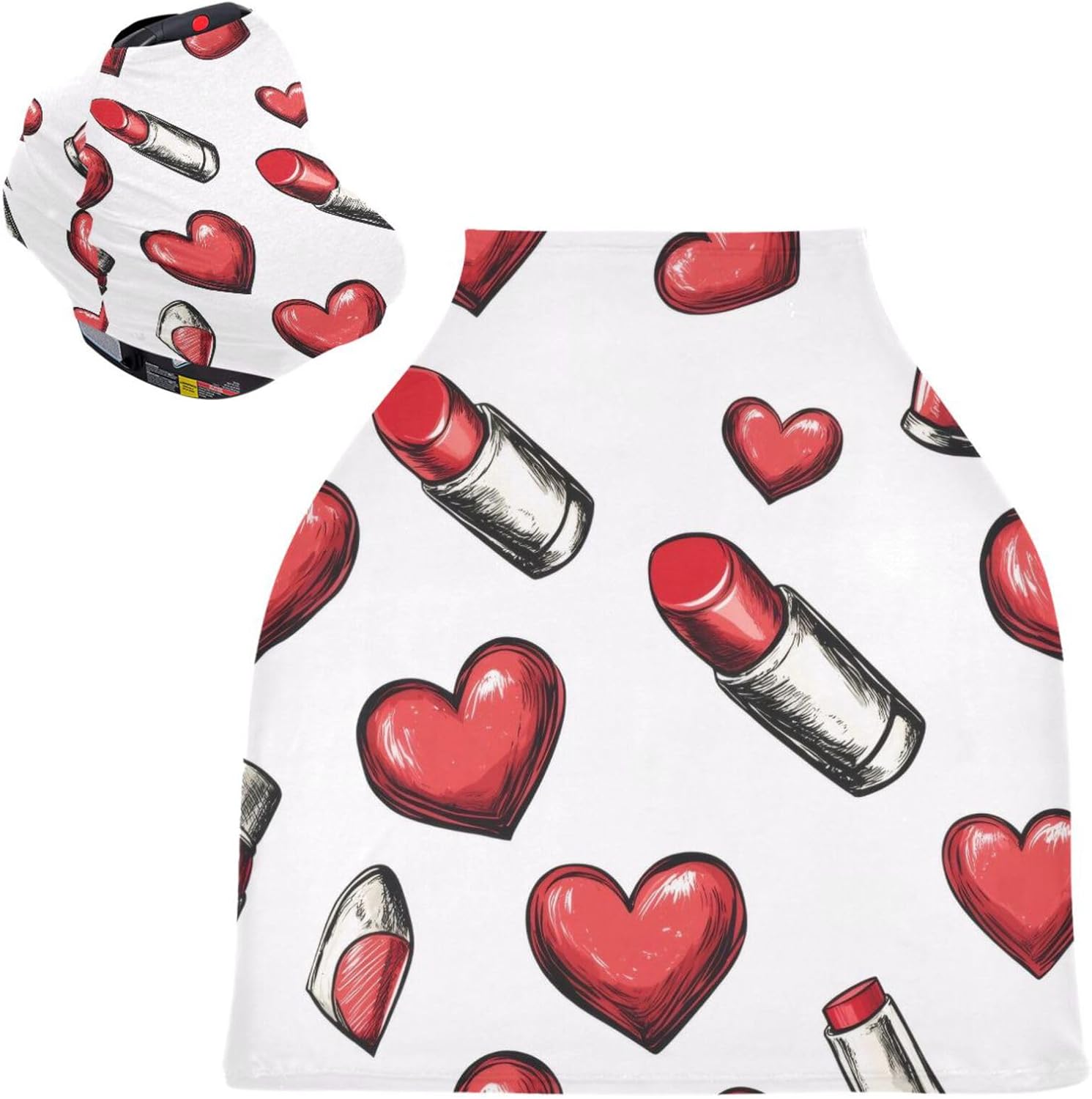 Lyeorm Lipstick and Hearts Car Seat Covers for Babies Breathable Nursing Breastfeeding Cover Multi-Use Infant Carseat Canopy and Stroller Cover for Boys Girls 10 71PCydlERbL. AC SL1500