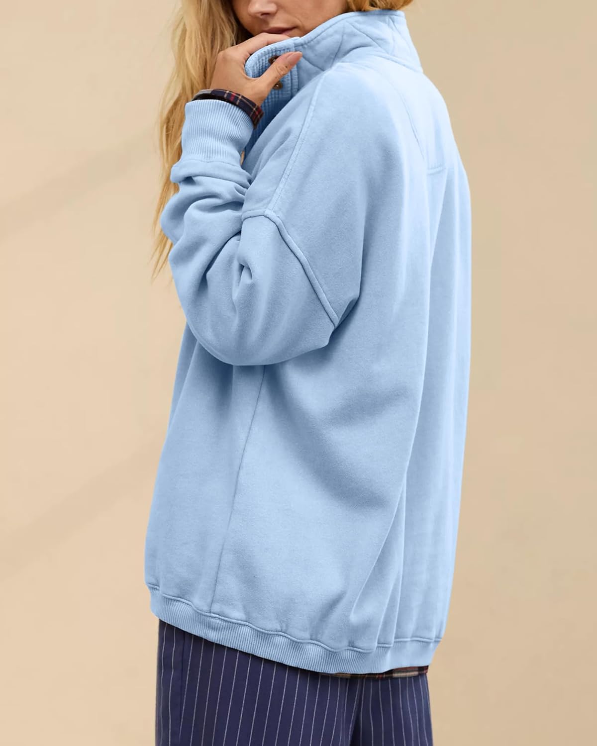 Gacaky Sweatshirt for Women Oversized Casual Long Sleeve Button Henley Neck Pullover Tops Fashion Outfits Clothes - Image 3