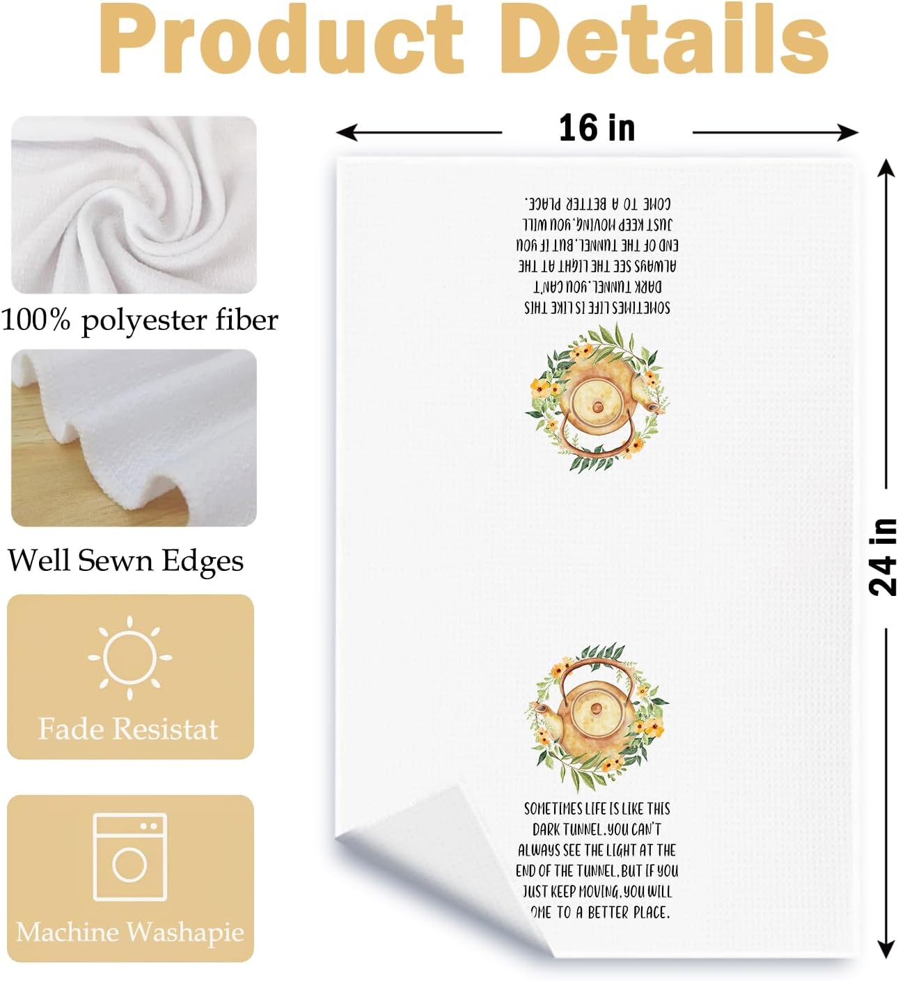 ArtisaEura Inspirational Life Quote Kitchen Towels, Motivational Saying Dish Tea Hand Towels for Kitchen Bathroom Decor, Positive Affirmation Gifts for Women, 16x24 Inch - Image 6