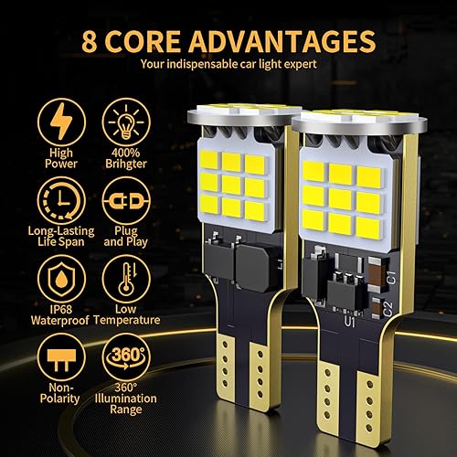 Miniatura 2 de Bombilla LED 912 921, luces de marcha atrás, alta potencia 27-SMD, chipsets sin errores, bombillas T15 906 922 W16W, 6500K blanco (actualizado,