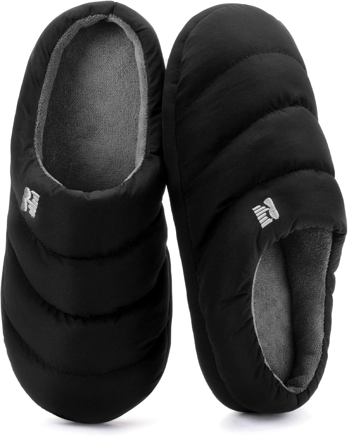 RockDove Mens Campground Puffer Slippers Memory Foam Cozy Warm Indoor House Shoes Non Slip Machine Washable Gift Ready