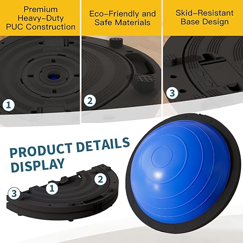 Miniatura 6 de Vtory Bola de equilibrio plegable, entrenador de equilibrio de pelota mejorada para entrenamiento de gimnasio en casa, pelota de estabilidad de