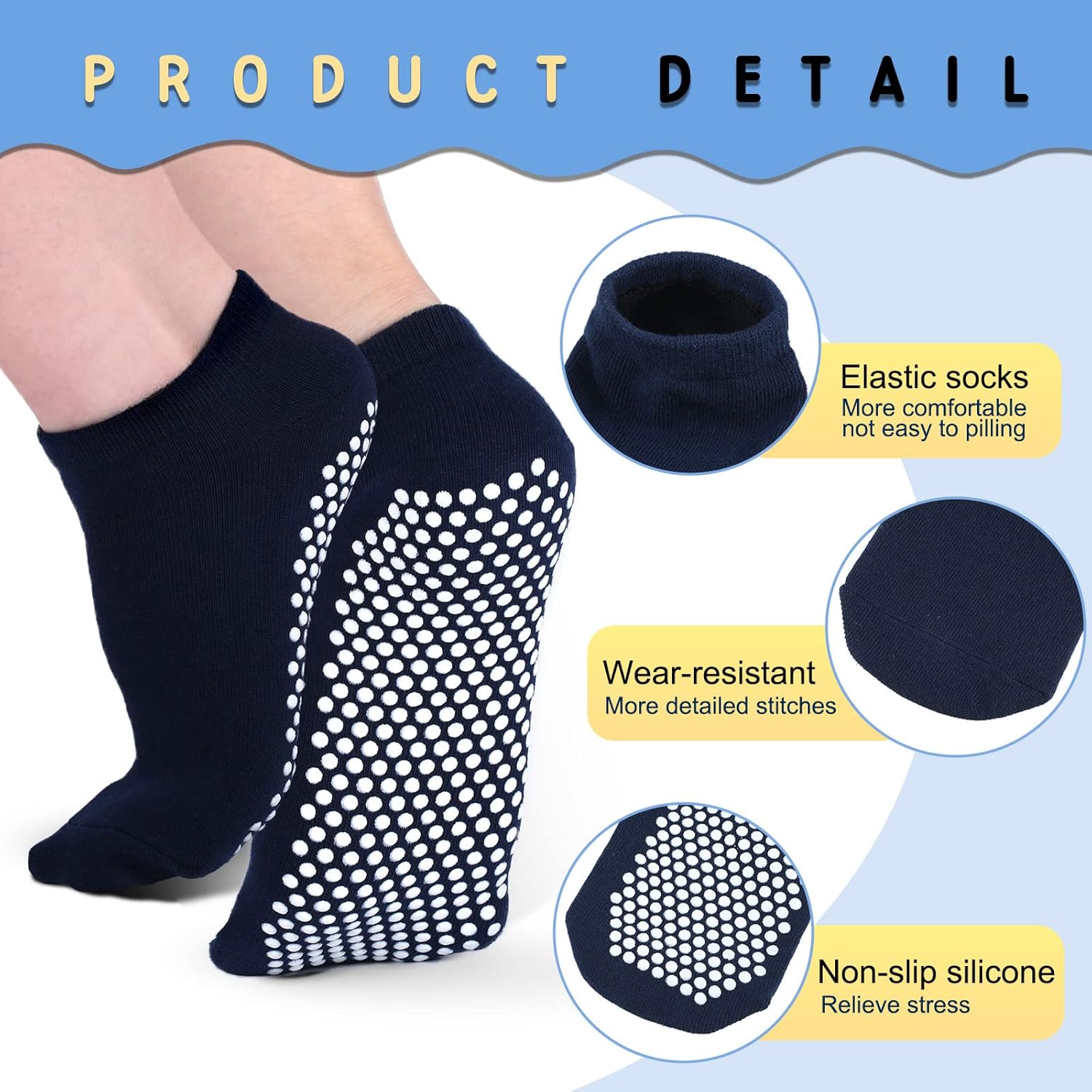 SATINIOR 30 Pairs Non Slip Socks Yoga Socks Grips Sport Sock Colorful Hospital for Women Men Yoga Barre