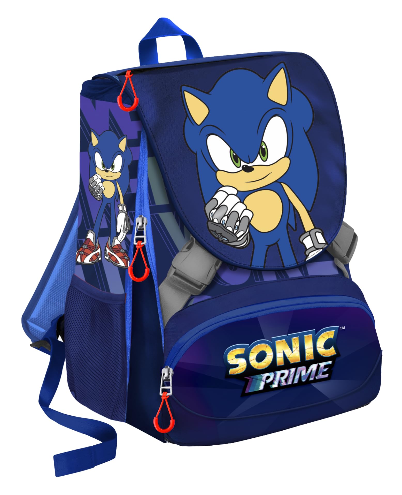 VARZI Zaino Sdoppiabile Sonic Scuola : Stile e Velocità in Ogni Avventura, Versatile e Funzionale per Giovani Fan del Blu Eroe! Con Penna Omaggio