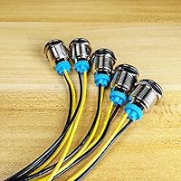 Vista 3 de 5 piezas de luz indicadora LED metálica de 12 mm, lámpara de señal impermeable AC 110V-220V (Rojo)