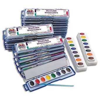 S&S Worldwide Color Splash! Watercolor Mega Pack ، 8 - صواني ملونة ، تتضمن 24 صواني طلاء مع فرش بالإضافة إلى 12 عبوة. لوحة ألوان مائية رائعة للجميع ، مثالية لمجموعات الأطفال أو البالغين من 36