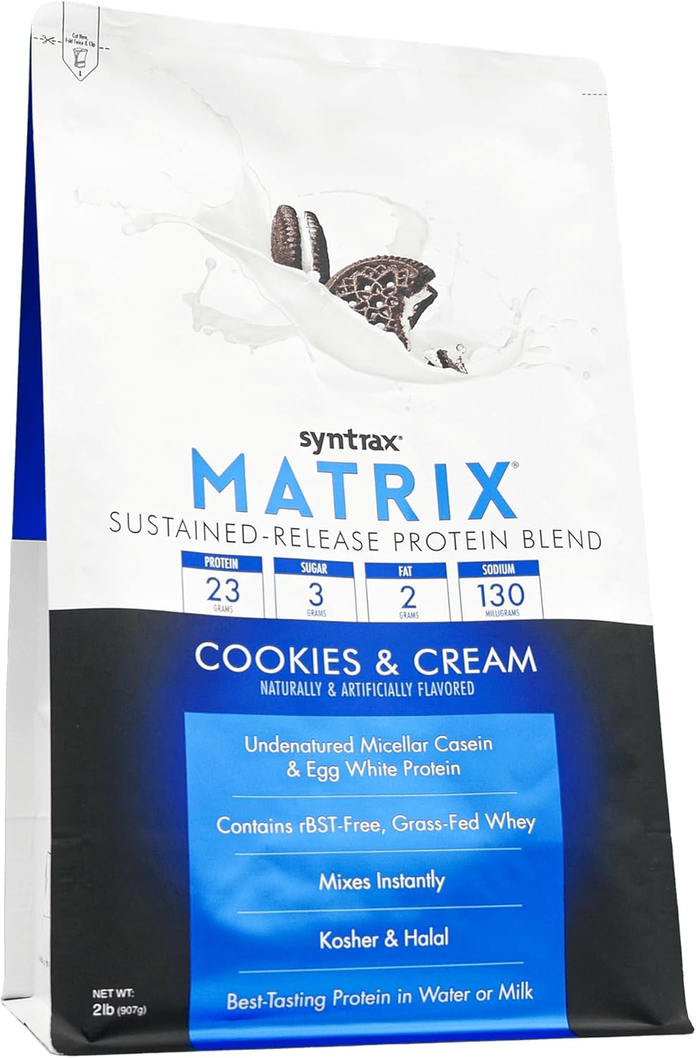 Syntrax Nutrition Whey Shake, Cold Filtered & Undenatured Whey Protein Powder Blend, Cookies & Cream Shake, 2 lbs, Real Cookie Pieces