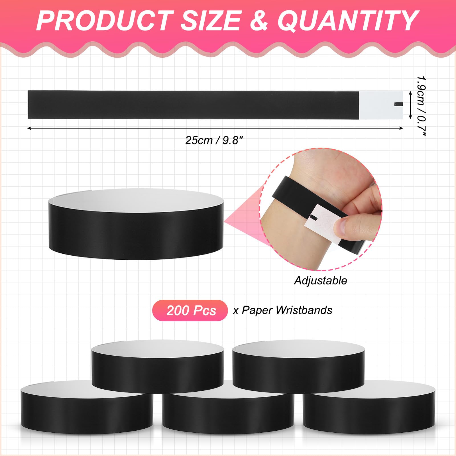 PATIKIL Paper Wristbands for Events 200 Pack Neon Party Wrist Bands - Image 2