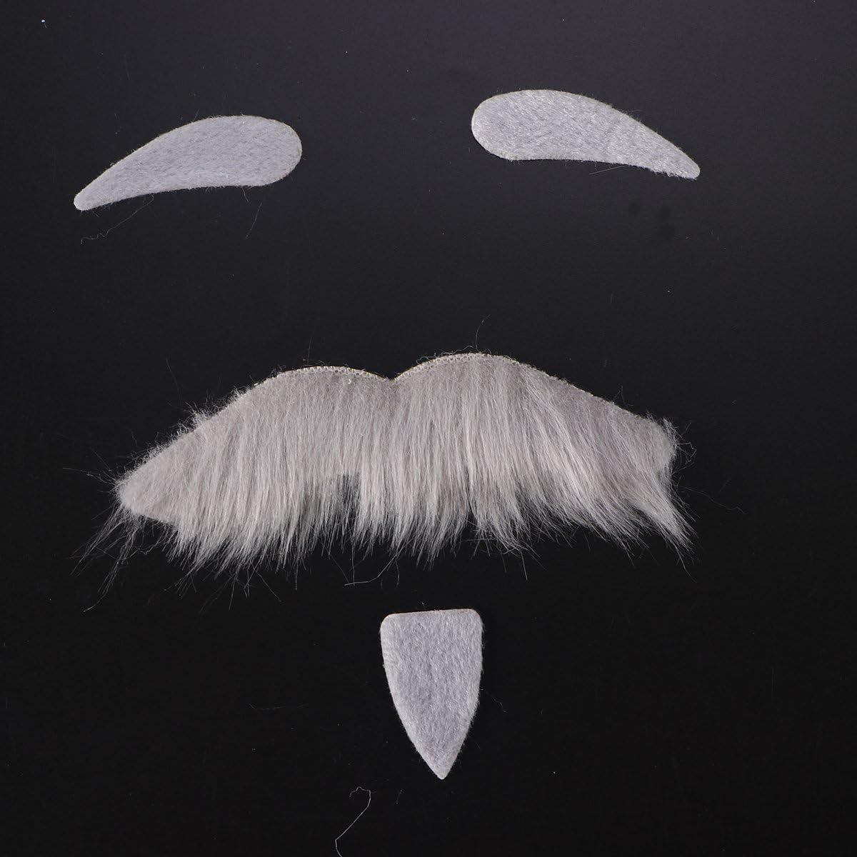 BESTOYARD Three-Piece Novelty Halloween Costumes Self Adhesive Fake Eyebrows Beard Moustache Goatee Kit Facial Hair Cosplay Props Disguise Decoration for Masquerade Costume Party (Grey) : Clothing, Shoes & Jewelry