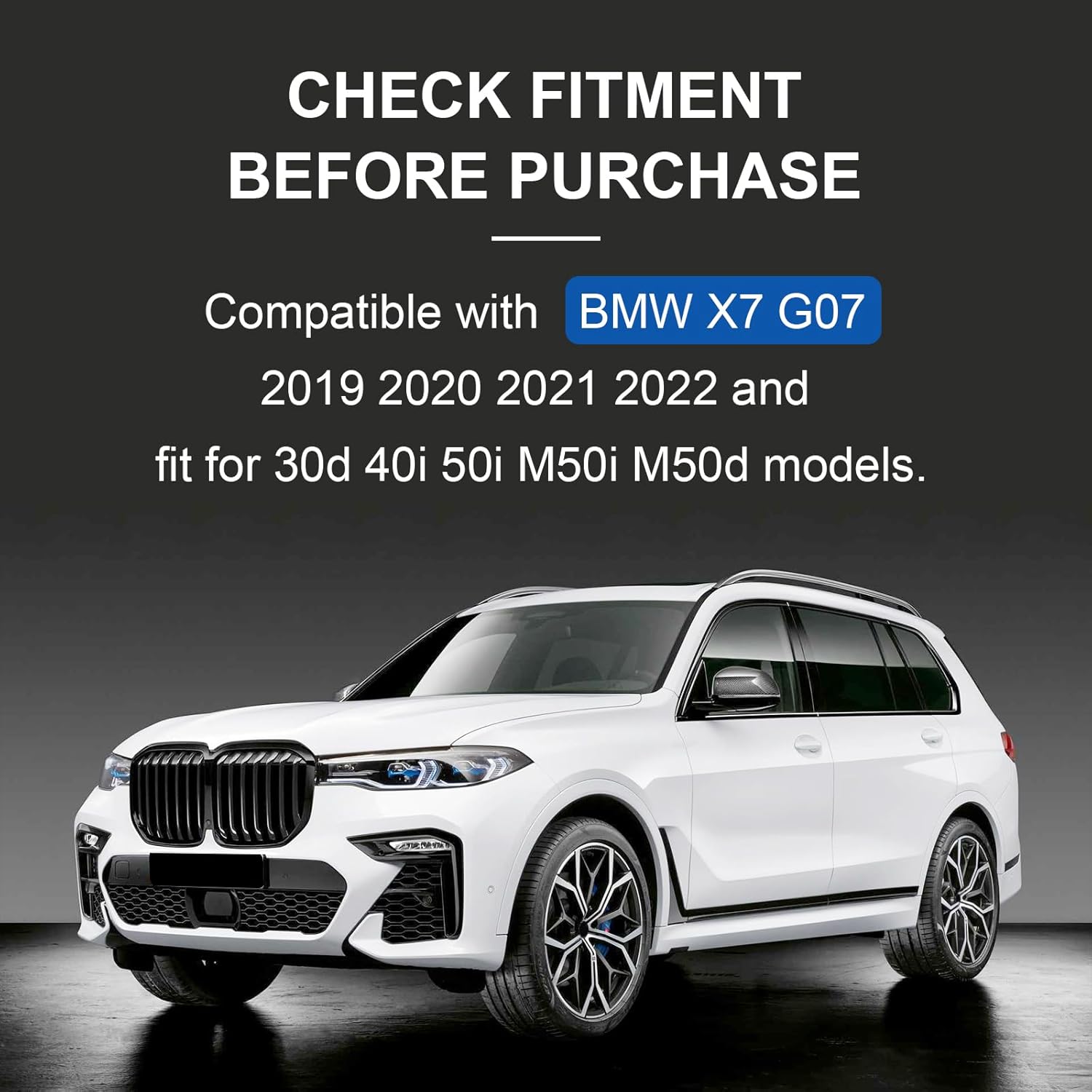 Front Grill for BMW X7 G07 2019 2020 2021 2022 Insert Grille Replacement Gloss Black Single Slat - Image 2