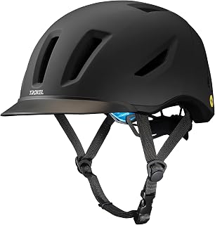 Troxel Terrain MIPS Cooling Horse Riding Helmet, Low-Profile, Micro-Adjustable Design, Horseback Riding Gear, Large (7-3/8-7-3/4), Black Duratec